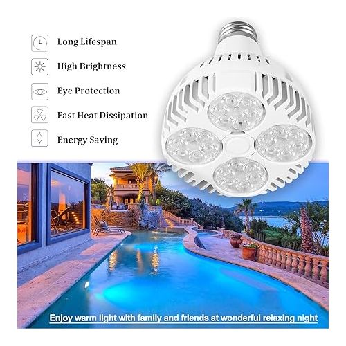  Bonbo LED Pool Light for Inground Pool, 120V 45W Daylight White 6000K Swimming Pool LED Light Bulb Replaces 300-500W Traditional Bulb, Compatible with Pentair & Hayward Pool Light Fixture