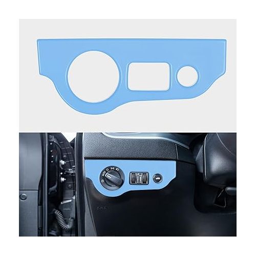  Bonbo Headlight Switch Trim ABS Decoration Cover Button Panel Sticker Interior Accessories for 2010-2021 Dodge Charger,for 2015-2021 Dodge Challenger (wathet)