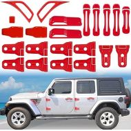 Bonbo 22PCS Engine Hood Door Hinge Cover AC Vent Trim Exterior Accessories for Jeep Wrangler JL JLU Sports Sahara Freedom Rubicon 2018-2023(Red)
