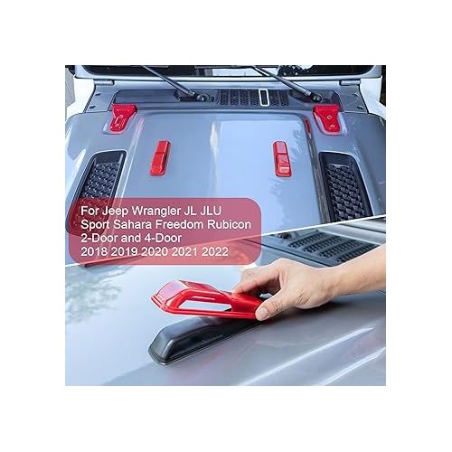  Bonbo 22PCS Engine Hood Door Hinge Cover AC Vent Trim Exterior Accessories for Jeep Wrangler JL JLU Sports Sahara Freedom Rubicon 2018-2023(Red)
