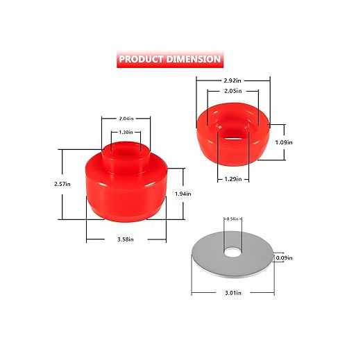  Bonbo 7-141 Body and Cab Mount Bushing Kit for Chevy Silverado & Sierra 1500/2500 2WD/4WD 1999-2014 Polyurethane Body Cab Mounts & Washers (Red)