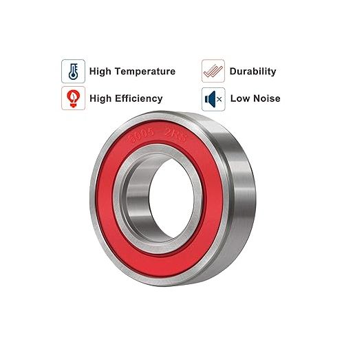  Bonbo 10 Pcs 6005-2RS Ball Bearings 25x47x12mm Double Rubber Seal Deep Groove Ball Bearings for Electric Motors, Wheels, Garden Machinery etc