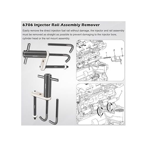  EN-49248 Fuel Injector Rail Assembly Remover Tool Direct Injection Tool 6706 Fits for 2007-2014 GM Cadillac/Saturn/Pontiac/Chevrolet Direct Injection Engines V6 & 4 Cylinders