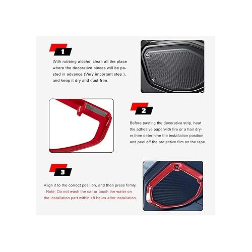  Bonbo Car Front Middle Rear Reading Light Panel Cover & Headlight Switch Button Trim&Speaker Audio Trim Top & A Pillar Trim for 2018 2019 2020 2021 Jeep Wrangler JL JLU & Gladiator JT (Red)