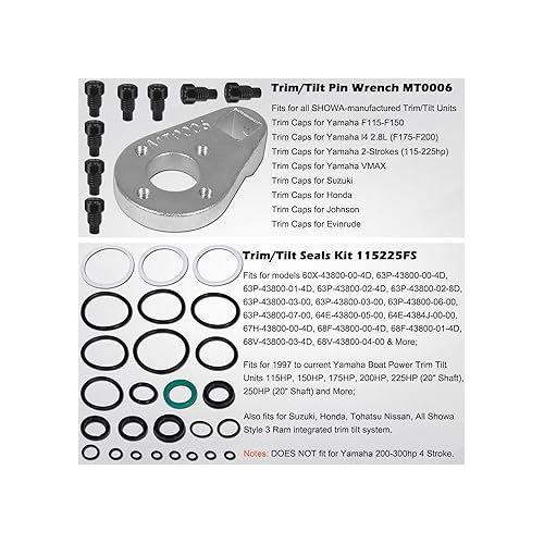  115225FS Fast Strike Power Trim Tilt Seals Kit for Yamaha Outboard Motor & Outboard Trim/Tilt Pin Wrench MT0006-32mm x 4mm for Yamaha Suzuki Johnson Evinrude Honda