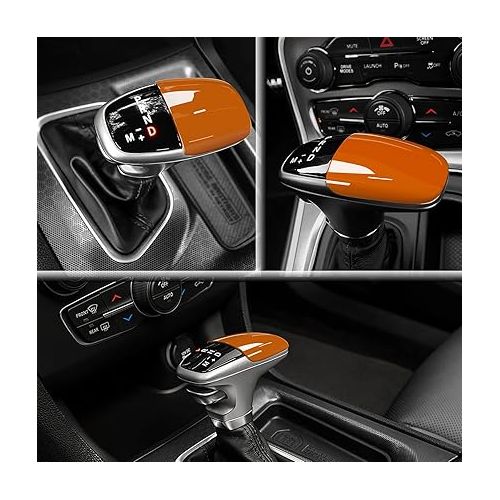  Bonbo Gear Shift Trim Knob ABS Decoration Cover Interior Accessories for 2015-2021 Dodge Charger Special-Purpose (Orange)