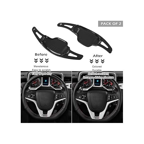  Black Aluminum Steering Paddle Shifter Extension Cover trim interior Accessories For Chevy Chevrolet Camaro 2012 2013 2014 2015