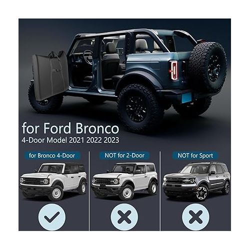  2 PCS Front Door Storage Bags for Ford Bronco 2021 2022 2023 4 Door Accessories, Driver and Passenger Doors Panels Organizer Bag, Waterproof, Anti-Scratch, Protect Your Door