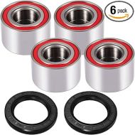 6 Pack Heavy Duty Wheel Bearings 293350040 & Front Wheel Shaft Seal Fits for Can-Am Defender/Commander/Maverick/Outlander/Renegade Replaces # 293350040, 705400088, 293350118, Seal# 293250246