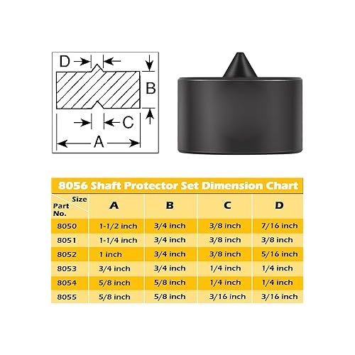  8056 Shaft Protector Set for Use with Grip-O-Matic Pullers or Push-Pullers, Fan Blade, Gear and Bearing Pullers, Compatible with OTC 8056 (Set of 6)