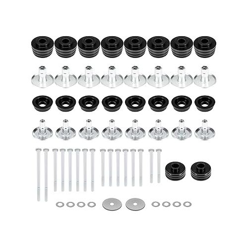  Black KF04060BK Body Mount Bushing Kit Fits for 2008-2016 Ford F250 F350 Super Duty 2WD 4WD Polyurethane Body Cab Mounts & Steel Sleeves & Hardware（60PCS）