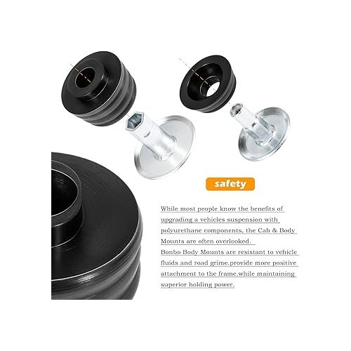  Black KF04060BK Body Mount Bushing Kit Fits for 2008-2016 Ford F250 F350 Super Duty 2WD 4WD Polyurethane Body Cab Mounts & Steel Sleeves & Hardware（60PCS）