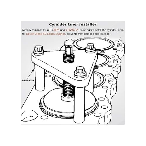  J-35597-A Cylinder Liner Installer Tool Fits for Detroit Diesel 60 Series Engines DD60 Tool Alternative, Directly Replaces for OEM Part Number 5874