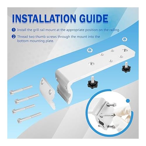  Bonbo 58182 Replacement for Any Kuma BBQ Grill Inboard/Outboard Marine Rail Mount Grill Bracket Kit