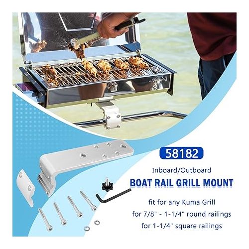  Bonbo 58182 Replacement for Any Kuma BBQ Grill Inboard/Outboard Marine Rail Mount Grill Bracket Kit