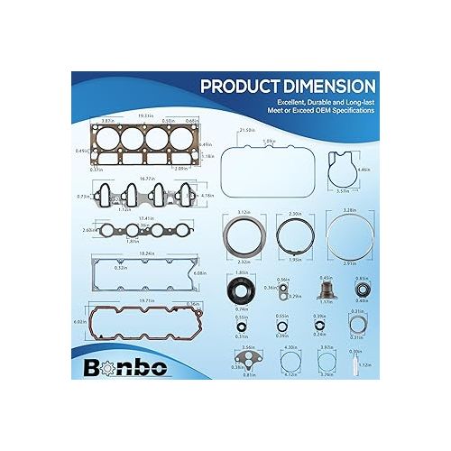  HS 26190 PT-2 Engine Cylinder Head Gasket Set Intake Manifold Gaskets Superior Seal Replacement for Chevrolet GMC Buick Rainier Hummer H3 4.8L 5.3L V8 Engine HS26190PT-2