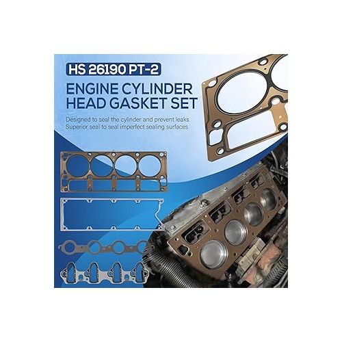  HS 26190 PT-2 Engine Cylinder Head Gasket Set Intake Manifold Gaskets Superior Seal Replacement for Chevrolet GMC Buick Rainier Hummer H3 4.8L 5.3L V8 Engine HS26190PT-2