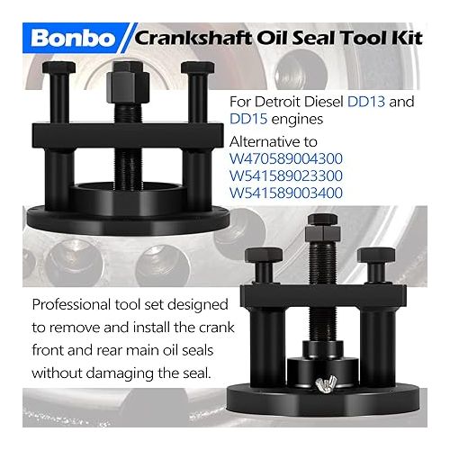  Bonbo for Detroit Diesel DD13 DD15 Crankshaft Oil Seal Front & Rear Seal Remover & Installer Tool Kit Alternative to W470589004300 W541589023300 W541589003400