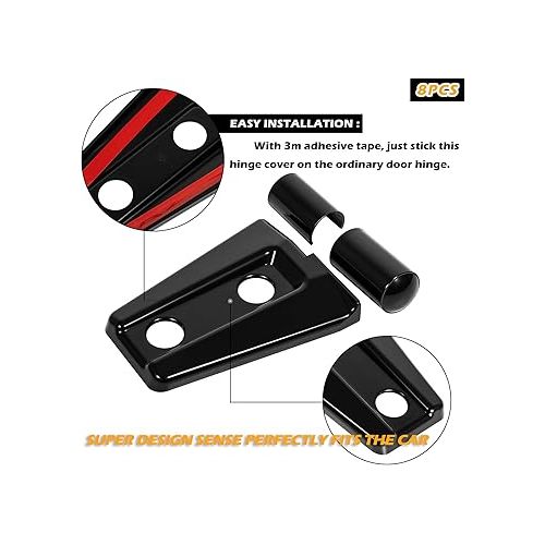  Door Hinge Cover Trim Exterior Accessories for 2007-2018 Jeep Wrangler JK JKU 2&4 Door - 8PCS,Black