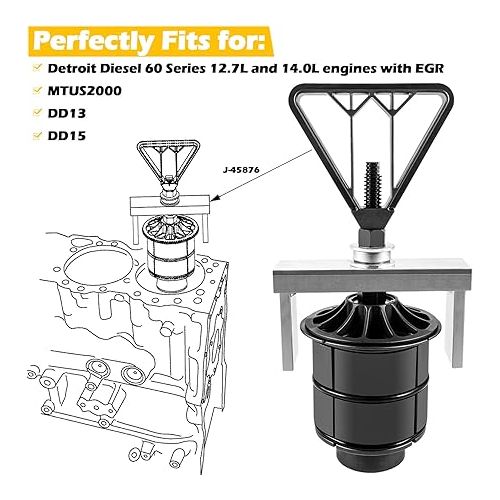  Bonbo J-45876 Cylinder Pack Liner Puller Remover Tool Perfectly Fits for Detroit Diesel 60 Series 12.7L EGR 14L MTUS2000 DD13 DD15 DD16 Heavy Duty Truck Engines, Compatible with OTC 5875