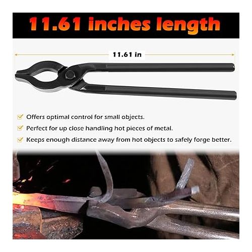  0004930-300 Blacksmiths' Tongs Perfect for Beginner or Professional Blacksmiths to Work on Welding Bench, Holding Hot Steel Firmly