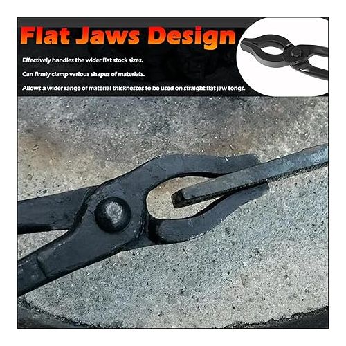  0004930-300 Blacksmiths' Tongs Perfect for Beginner or Professional Blacksmiths to Work on Welding Bench, Holding Hot Steel Firmly