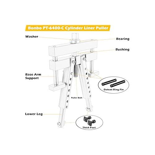  Universal Cylinder Liner Puller Assembly Fits for Mack Cummins CAT Caterpillar, Works on Heavy Duty Diesel Engines Wet Liners from 3-7/8” to 6-1/4” Bore, Comparable to PT-6400-C M50010-B 3376015