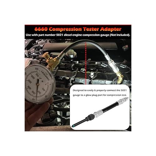  6660 Compression Tester Adapter Perfectly Compatible with 2003-2006 Ford 6.0L 6.4L VT365 Powerstroke Diesel Engines, Similar to 303-757