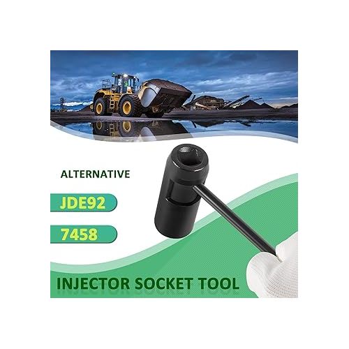  JDE92 Injector Socket Tool, 7458 21 mm Injector Nozzle Socket, Replacement for John Deere Engines Equipped with Robert Bosch KDEL Injectors