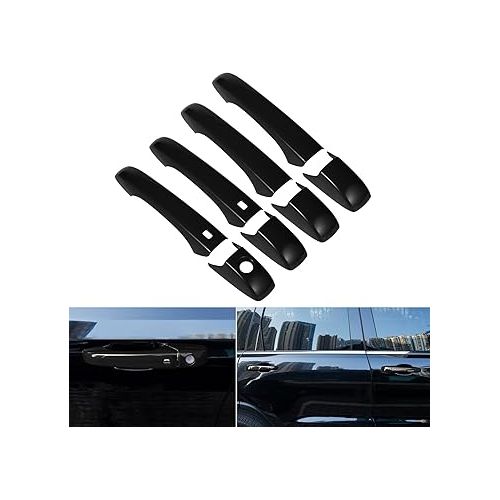  Tail Light Lamp Cover & Mirror Covers & Door Handle Covers Trim Bezel Glossy Cover Trim Exterior Accessories For Jeep Grand Cherokee 2014-2021(Black)