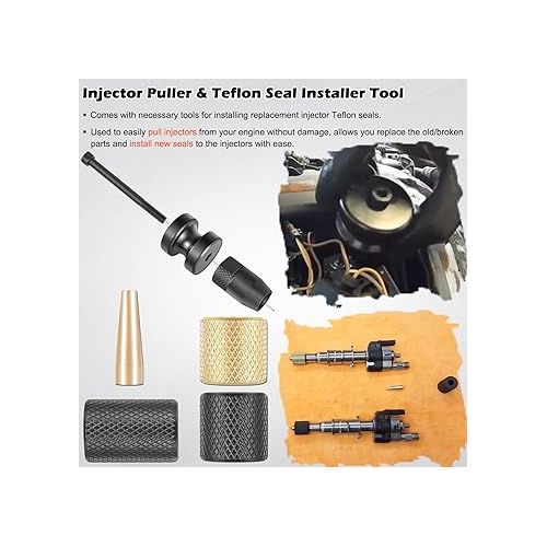  Injector Puller and Teflon Seal Installer Tools Set Fits for BMW N14 N18 N54 N63 Diesel Engines, Alternative to 130192, 130193, 130194 and 130195