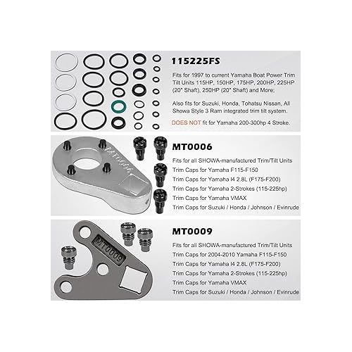  Outboard Trim/Tilt Pin Wrench MT0006-32mm x 4mm with S-4/4.5 Pins & Pin Wrench MT0009-35mm x 6mm with L-6 Pins & Fast Strike Power Trim Tilt Seals Kit 115225FS for Yamaha Honda Evinrude Suzuki Johnson