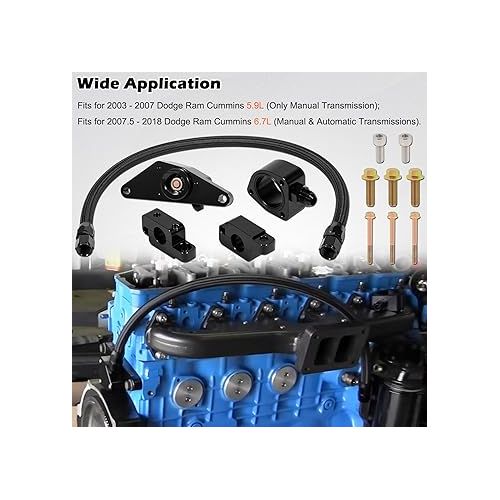  Coolant Bypass Kit with Nylon Braided Hose Perfectly Compatible with 2007.5-2018 Dodge Ram 6.7L Cummins Diesel Engines