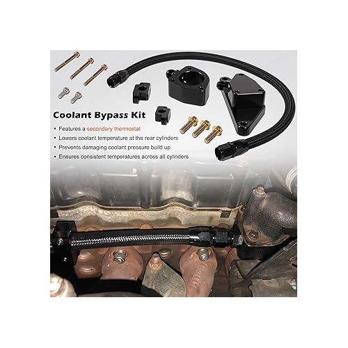  Coolant Bypass Kit with Nylon Braided Hose Perfectly Compatible with 2007.5-2018 Dodge Ram 6.7L Cummins Diesel Engines