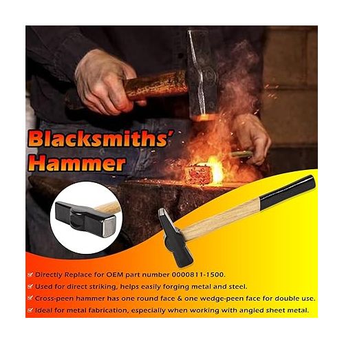  17 Inch V-Bit Bolt Blacksmith Tongs and Blacksmiths’ Hammer 0000811-1500 Perfect for Assembled Bladesmith Blacksmith Forge Tong Tools Set Vise Tools Anvil Hammer (2-Pieces)