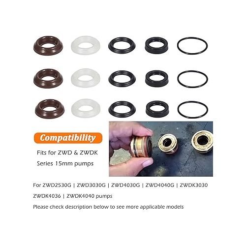  Bonbo Packing Water Seal Kit 5019006400 Fits for ZWD & ZWDK Series 15mm Pumps Piston Pressure Washer Seal Kit