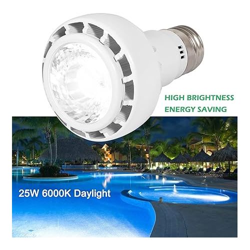  Bonbo 120V 25W LED Spa Light Bulb 6000k Daylight White LED Pool Light Bulb Replaces up to 300-400W Traditional Bulb for Pentair Hayward Underwater Light Fixture