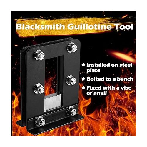  Bonbo 7PCS Beginner Blacksmith Guillotine Tool with 3 Sets of Dies, Flat, Fullering & Blank