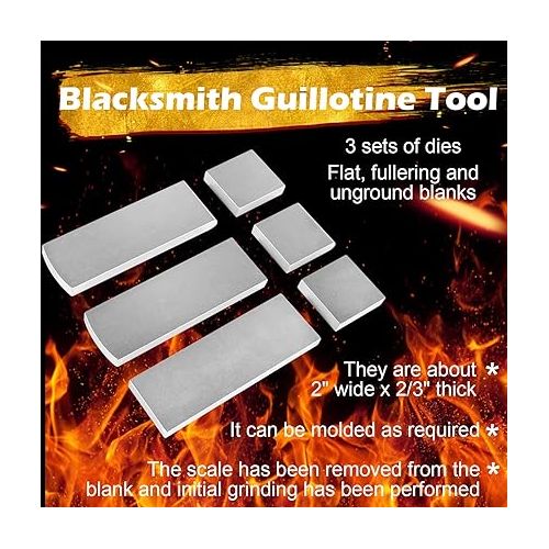  Bonbo 7PCS Beginner Blacksmith Guillotine Tool with 3 Sets of Dies, Flat, Fullering & Blank