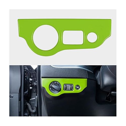  Bonbo Headlight Switch Trim ABS Decoration Cover Button Panel Sticker Interior Accessories for 2010-2021 Dodge Charger,for 2015-2021 Dodge Challenger (Green)