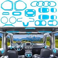 Bonbo Interior Accessories Kit 21 PCS Full Set Cover Trim AC Vent Reading Light Speaker Headlight Switch for Jeep Wrangler JL JLU & Gladiator JT 2018-2023 (Baby Blue)