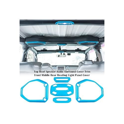  Bonbo Interior Accessories Kit 21 PCS Full Set Cover Trim AC Vent Reading Light Speaker Headlight Switch for Jeep Wrangler JL JLU & Gladiator JT 2018-2023 (Baby Blue)