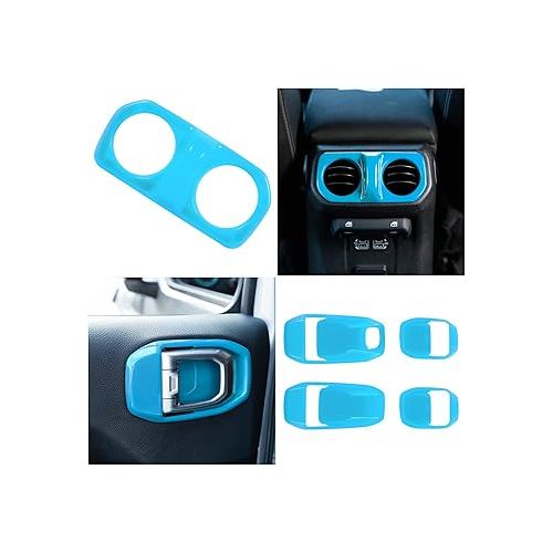  Bonbo Interior Accessories Kit 21 PCS Full Set Cover Trim AC Vent Reading Light Speaker Headlight Switch for Jeep Wrangler JL JLU & Gladiator JT 2018-2023 (Baby Blue)