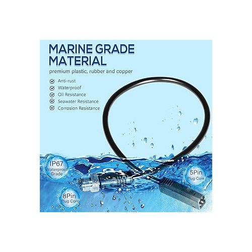  Bonbo 720074-12 AS EC QDE 12 Ethernet Adapter Cable 12 Inches 5-Pin to 8-Pin Marine Network Adapter Cable