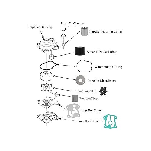  Outboard Water Pump Impeller Repair Kit Compatible with Honda 40 50 hp BF35A BF40A BF45A BF50A BF40D BF50D, Water Pump Rebuild Kit with Impeller Housing Replace for 06193-ZV5-020