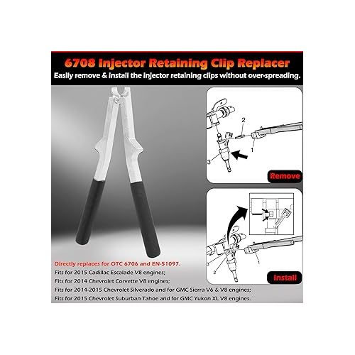  6706 Fuel Injector Rail Assembly Remover & GM245 Fuel Injector Seals Tools & 6708 Injector Retaining Clip Installer & Remover Perfectly Fits for GM Engines