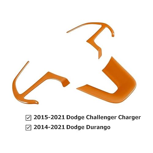  Bonbo Steering Wheel Cover Trim Interior Accessories Decoration Kit for 2015-2021 Dodge Challenger Charger, for 2014-2021 Dodge Durango Special-Purpose 3PCS/Set (Orange)