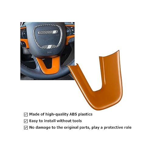  Bonbo Steering Wheel Cover Trim Interior Accessories Decoration Kit for 2015-2021 Dodge Challenger Charger, for 2014-2021 Dodge Durango Special-Purpose 3PCS/Set (Orange)