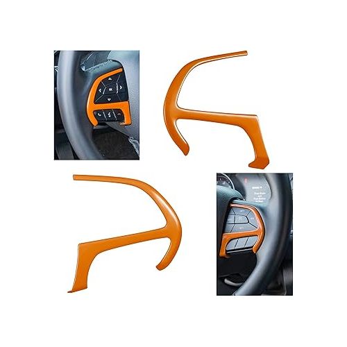  Bonbo Steering Wheel Cover Trim Interior Accessories Decoration Kit for 2015-2021 Dodge Challenger Charger, for 2014-2021 Dodge Durango Special-Purpose 3PCS/Set (Orange)