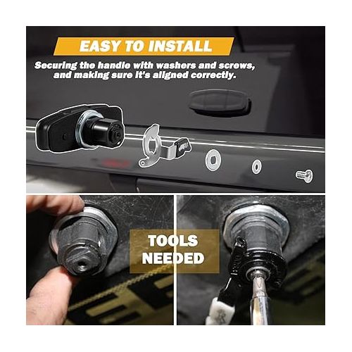  Black Twist Handle Kit 113436 Topper Tonneau T-Handle, for Leer 100XQ/100XL/100XR/TSC700 Truck Cap, 2 Keys Included